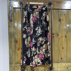 Floral Black PANTS flowy Tropical Casual Comfy Size 0XL